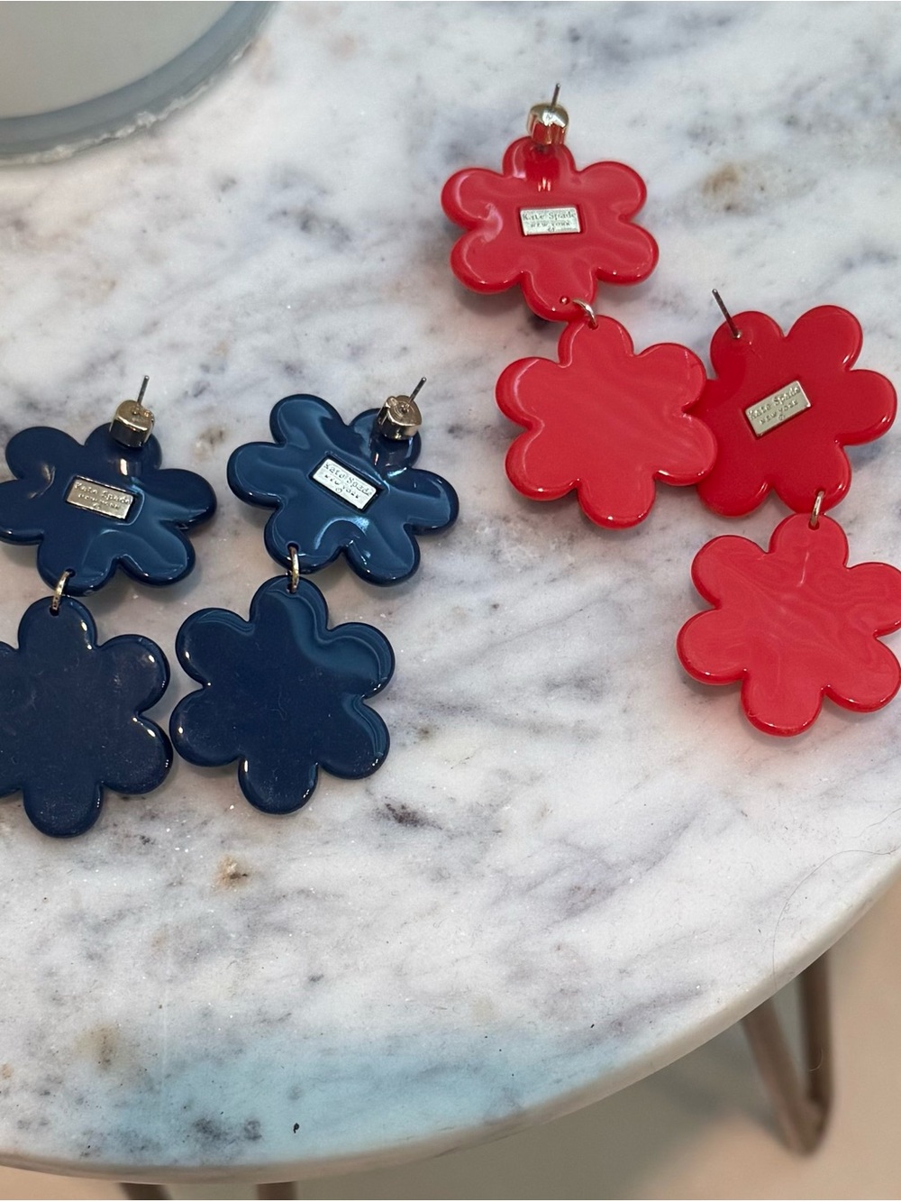 KATE SPADE BUNDLE OF 2 PAIRS FLORAL LINEAR EARRINGS - Picture 2 of 4